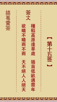 诸葛灵签15签，诸葛亮神签第十五签解签占卜详解
