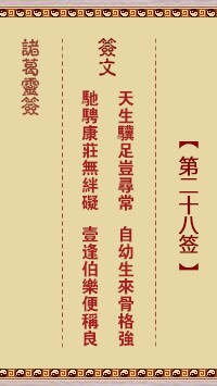 诸葛灵签28签，诸葛亮神签第二十八签解签占卜详解