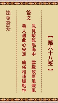 诸葛灵签68签，诸葛亮神签第六十八签解签占卜详解