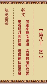 诸葛灵签82签，诸葛亮神签第八十二签解签占卜详解