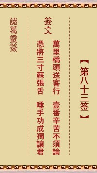 诸葛灵签83签，诸葛亮神签第八十三签解签占卜详解