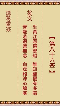 诸葛灵签86签，诸葛亮神签第八十六签解签占卜详解