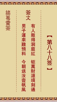 诸葛灵签88签，诸葛亮神签第八十八签解签占卜详解